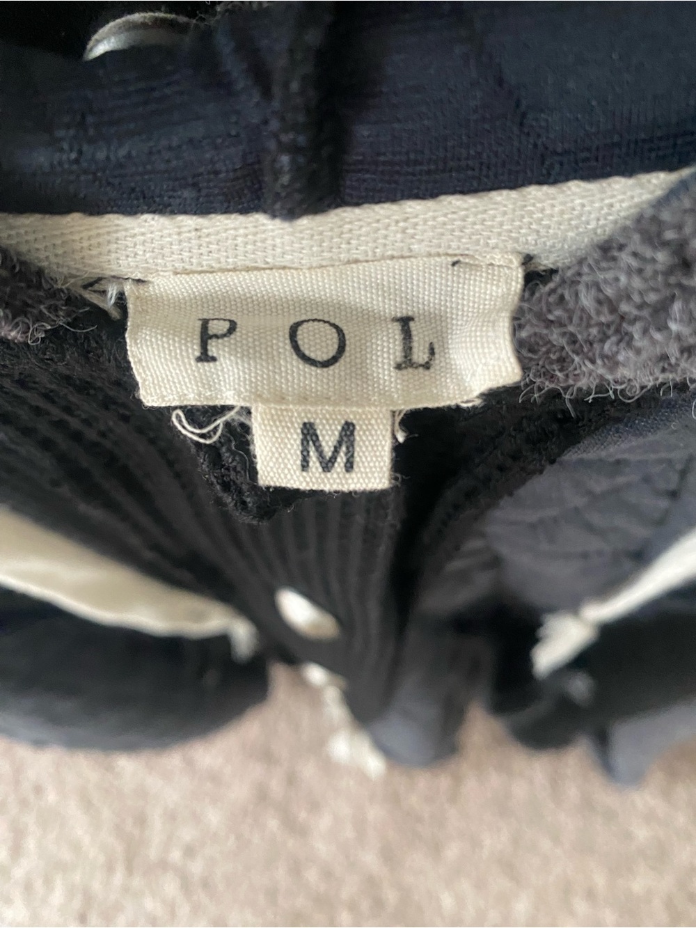 POL Black and Cream Mixed-Fabric Hooded Cardigan - Picture 3 of 3